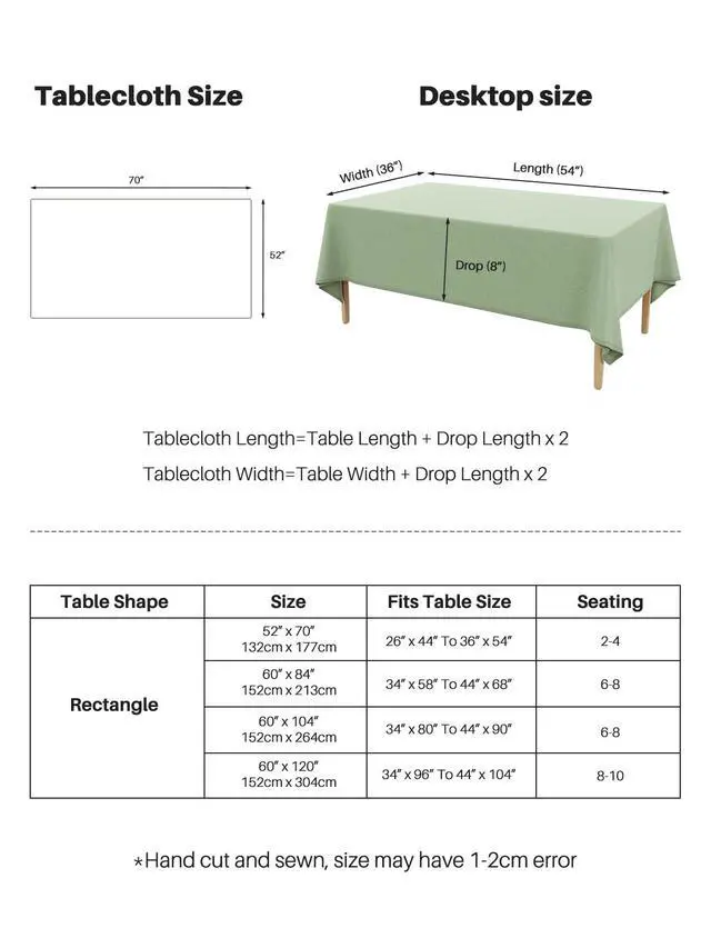 Alt view image 5 of 7 - Textured Linen Rectangle Table Cloth, Sage Green, 52 x 70 Inch | Waterproof Wrinkle-free & Wipeable Tablecloths Rectangular, for Kitchen Wedding Outdoor Birthday Dining Farmhouse Decor