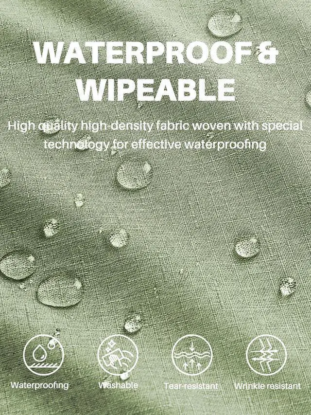 Alt view image 2 of 7 - Textured Linen Rectangle Table Cloth, Sage Green, 52 x 70 Inch | Waterproof Wrinkle-free & Wipeable Tablecloths Rectangular, for Kitchen Wedding Outdoor Birthday Dining Farmhouse Decor