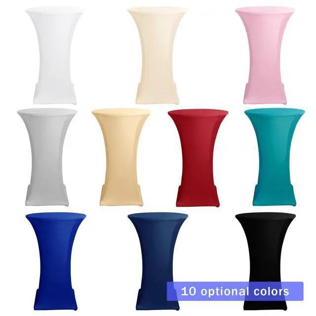 Alt view image 7 of 7 - Spandex Black Cocktail Table Covers for 30-32 Inch High Top Pub 2 Pack | Fitted Stretch Wrinkle Resisitant, Square Corners High Top Tablecloths, Round High Boy Table Cover For Outdoor Party,Bistro
