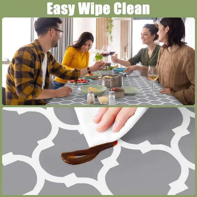 Alt view image 4 of 7 - Picnic Fitted Table Cover, 6 Foot Flannel Backed Vinyl Tablecloth | Waterproof Elastic Stretch Table Cloth, Wipeable Plastic Tablecloth for Camping, Indoor & Outdoor (Grey, 30" x 72")