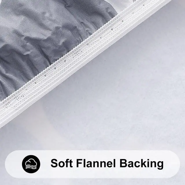 Alt view image 6 of 7 - Round Picnic Tablecloth, Waterproof Elastic Fitted Table Covers for 45" - 56" Tables, Wipeable Flannel Backed Vinyl Tablecloths for Camping, Indoor, Outdoor, Grey & White