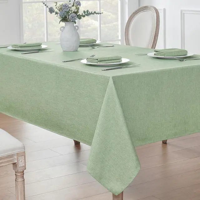 Alt view image 2 of 7 - Rectangle Tablecloth Waterproof Linen Textured Table Cloth Stain and Wrinkle Resistant Washable, Decorative Fabric Table Cover for Dining, Party and Camping (Sage Green, 52 * 70)