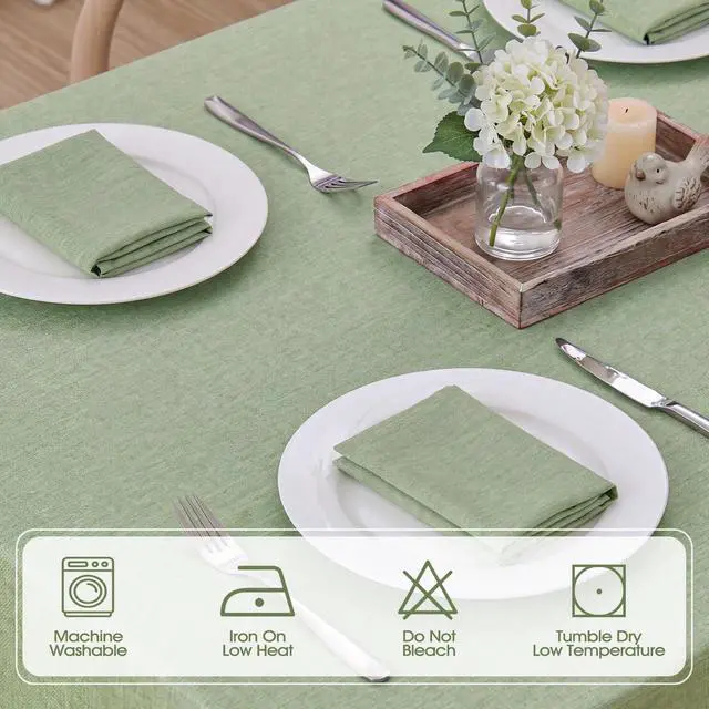 Alt view image 5 of 7 - Rectangle Tablecloth Waterproof Linen Textured Table Cloth Stain and Wrinkle Resistant Washable, Decorative Fabric Table Cover for Dining, Party and Camping (Sage Green, 52 * 70)