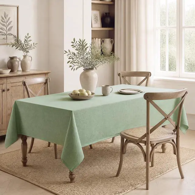 Alt view image 7 of 7 - Rectangle Tablecloth Waterproof Linen Textured Table Cloth Stain and Wrinkle Resistant Washable, Decorative Fabric Table Cover for Dining, Party and Camping (Sage Green, 52 * 70)