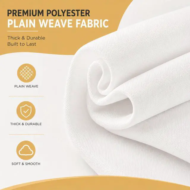 Alt view image 2 of 7 - 2-Pack 60x102 inch White Table Cloths, Solid Stain and Wrinkle Resistant Oblong Tablecloth, Premium Plain Weave Polyester Fabric Rectangle Table Linen Covers for Hotel, Wedding