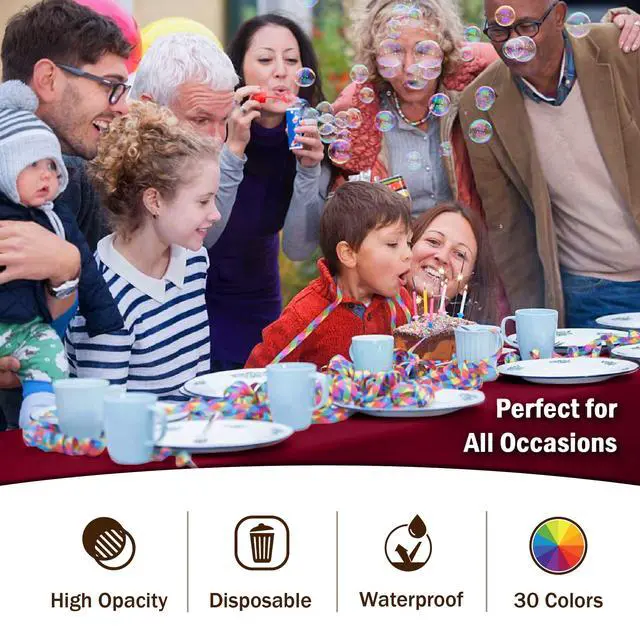 Alt view image 5 of 7 - Plastic Table Cloth Disposable 6 Pack - 54 x 108 Inch Rectangle Tablecloth for 6 Foot Tables - Waterproof Table Cover for Party Wedding Birthday Graduation BBQ Catering