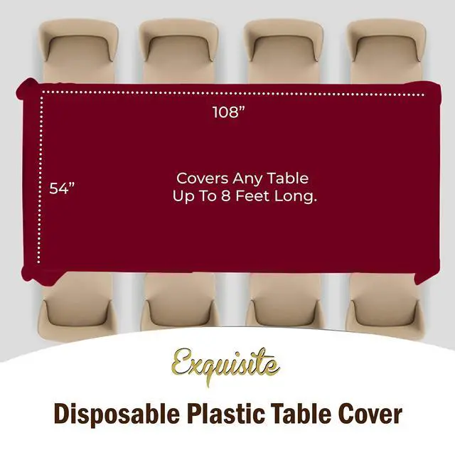 Alt view image 4 of 7 - Plastic Table Cloth Disposable 6 Pack - 54 x 108 Inch Rectangle Tablecloth for 6 Foot Tables - Waterproof Table Cover for Party Wedding Birthday Graduation BBQ Catering