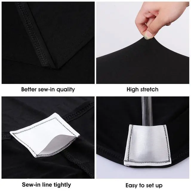 Alt view image 2 of 6 - 6ft Black Stretch Spandex Fitted Table Cloth for 6 Foot Tables | GRS-Certified Eco-Friendly Fabric, Elastic Fit Rectangle Tablecloth, Washable, Wrinkle-Free, For Events & Parties