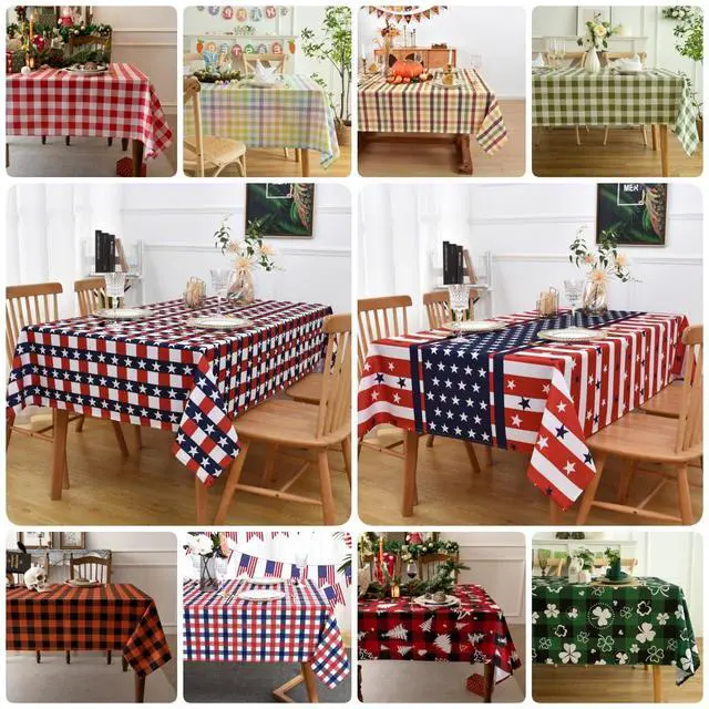Alt view image 6 of 7 - Waterproof Checkered Tablecloth Fabric - Rectangle 58x84 Inch Classic Gingham Buffalo Plaid Table Cloth for Indoor/Outdoor Use - Washable Table Cover for Kitchen, BBQs, and Parties