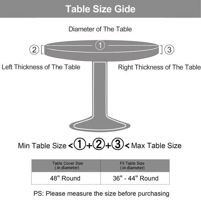 Alt view image 7 of 7 - Round Fitted Tablecloth with Elastic Edge, 100% Waterproof Oil Proof Plastic Table Cover, Vinyl Flannel Backed Tablecloth Fits 36"-44" Round Tables for Dinner, Outdoor, Picnic, Flowers
