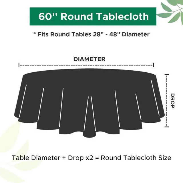 Alt view image 3 of 7 - Textured Fabric Round Tablecloths 60" for Round Tables diameters from 28" to 48", Natural Water Resistant Folding Table Covers Washable for Dining, Kitchen, Wedding, Parties etc