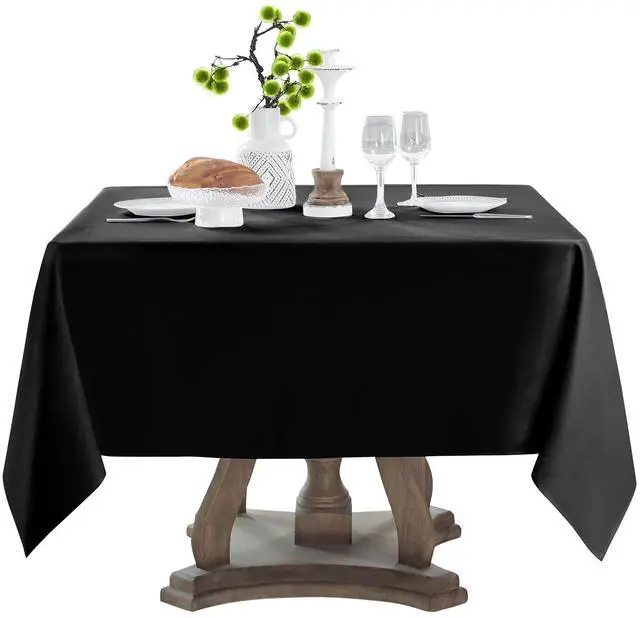 Main image of 1 Pack Black Square Tablecloths 52x52 Inch for Dining Tables | Washable Decorative Linen Polyester Table Cover for Banquets Buffets Parties and Weddings