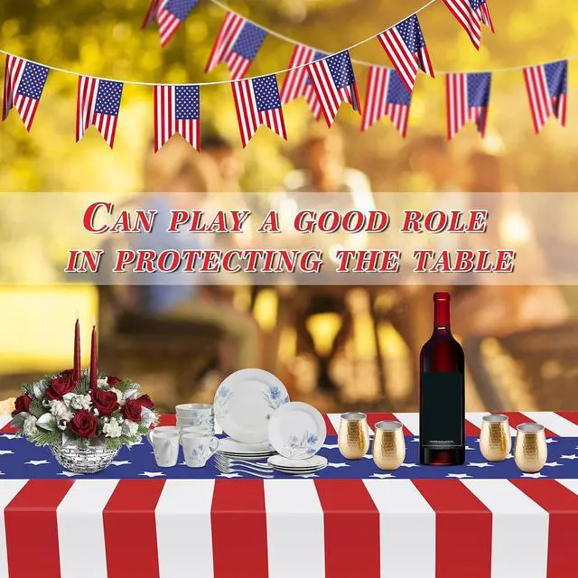 Alt view image 6 of 7 - 3 Pack Patriotic Tablecloths,american Flag Tablecloth,Patriotic Decorations | Disposable Plastic Tablecloths 54"x108",Red White and Blue Tablecloth Party Decorations for 4th of july Veterans Day