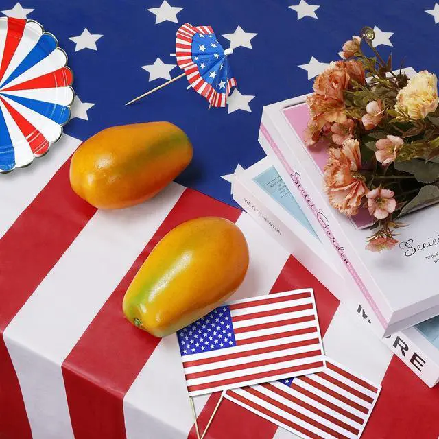 Alt view image 7 of 7 - 3 Pack Patriotic Tablecloths,american Flag Tablecloth,Patriotic Decorations | Disposable Plastic Tablecloths 54"x108",Red White and Blue Tablecloth Party Decorations for 4th of july Veterans Day