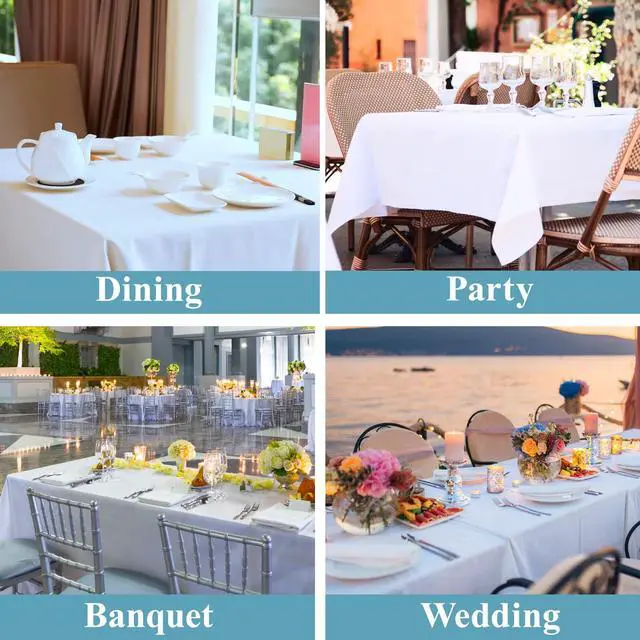 Alt view image 6 of 6 - 1 Pack 90 * 132inch White Rectangle Tablecloth for 6ft Tables | Stain & Wrinkle Resistant Polyester Rectangular Table Cloth for Kitchen Dining Wedding Banquet Decoration