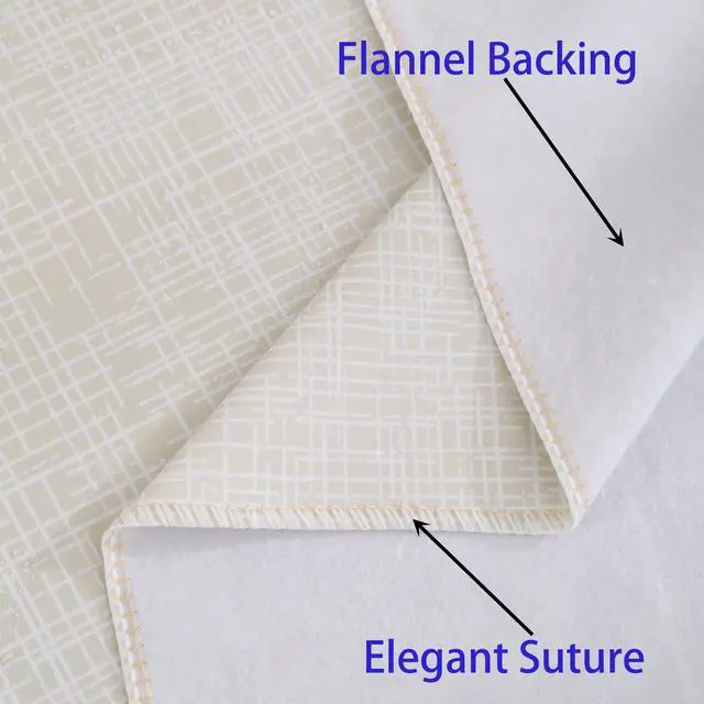 Alt view image 4 of 6 - Heavy Duty Vinyl Tablecloth with Flannel Backing Waterproof Oil-Proof Plastic Table Cloth Stain-Resistant Wipeable Rectangle or Square Table Cover for Indoor and Outdoor (Beige Striped,60x84 Inch)