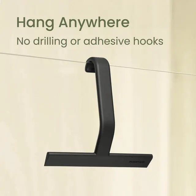Alt view image 3 of 7 - Shower Squeegee with Built-in Hook, 10-Inch Black | Award-Winning Design, All-One-Piece Soft-Touch Silicone, for Glass Door, Bathroom, Window, Mirror, Tile Wall, Car