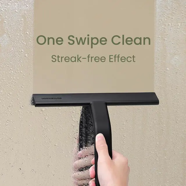 Alt view image 2 of 7 - Shower Squeegee with Built-in Hook, 10-Inch Black | Award-Winning Design, All-One-Piece Soft-Touch Silicone, for Glass Door, Bathroom, Window, Mirror, Tile Wall, Car