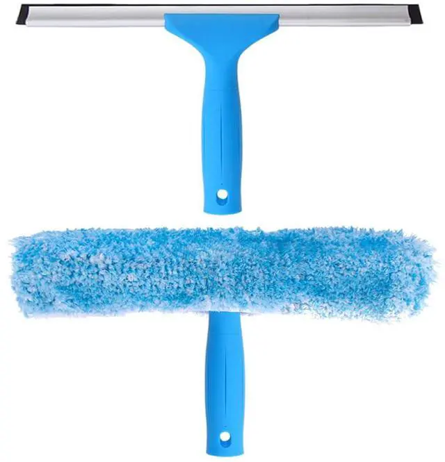 Main image of Professional Window Squeegee & Microfiber Window Scrubber, 14 inch | 2 in 1 squeegee window cleaner tool