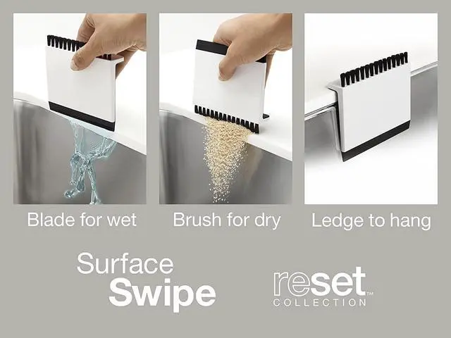Alt view image 3 of 5 - K-6379-0 Kitchen Sink Squeegee and Countertop Brush, Multi-Purpose, Cleans Wet and Dry Spills, Dishwasher Safe, White