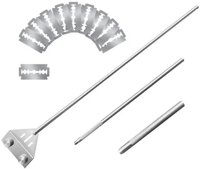 Main image of 25.6" Stainless Steel Aquarium Algae Scraper with 10 Blades | Adjustable Handle, For Glass Fish Tanks, Effortless Algae Removal, Aquarium Cleaning Tool, Extra Replacement Blades Included