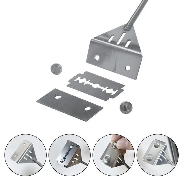 Alt view image 5 of 7 - 25.6" Stainless Steel Aquarium Algae Scraper with 10 Blades | Adjustable Handle, For Glass Fish Tanks, Effortless Algae Removal, Aquarium Cleaning Tool, Extra Replacement Blades Included