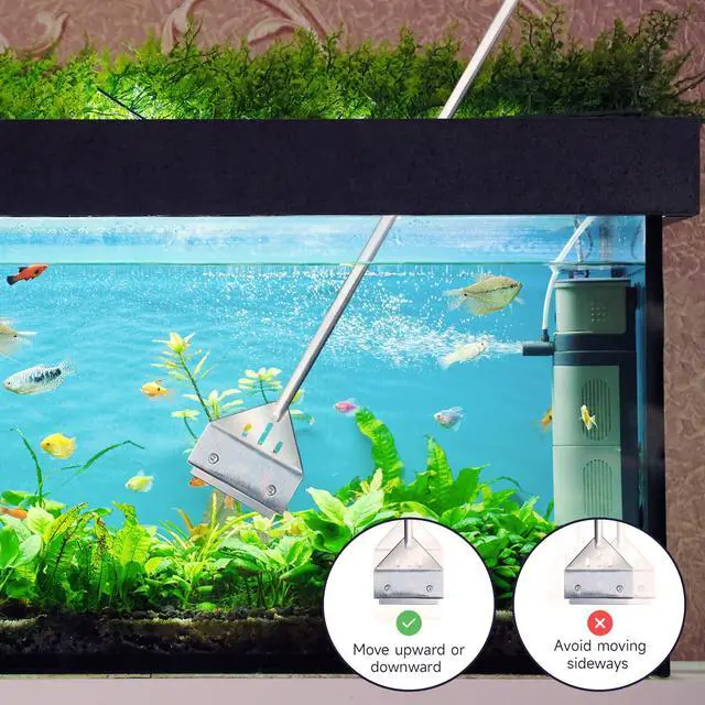 Alt view image 6 of 7 - 25.6" Stainless Steel Aquarium Algae Scraper with 10 Blades | Adjustable Handle, For Glass Fish Tanks, Effortless Algae Removal, Aquarium Cleaning Tool, Extra Replacement Blades Included