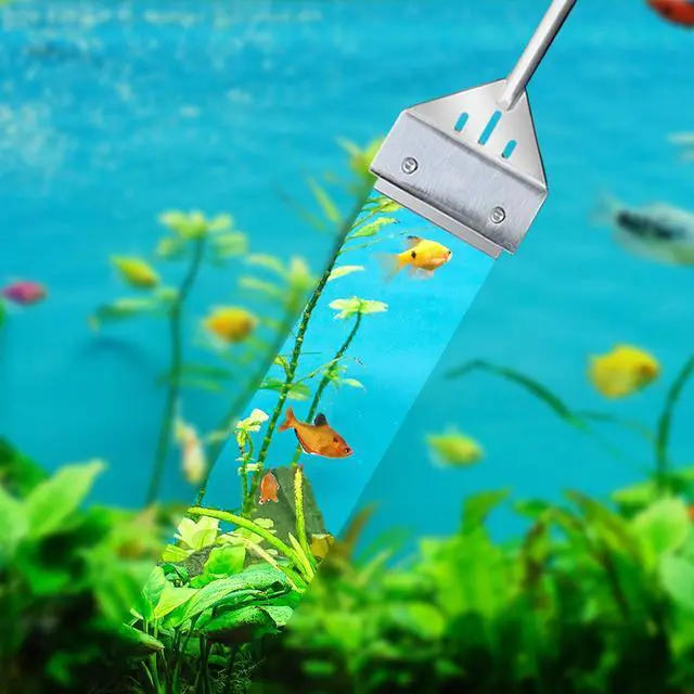 Alt view image 7 of 7 - 25.6" Stainless Steel Aquarium Algae Scraper with 10 Blades | Adjustable Handle, For Glass Fish Tanks, Effortless Algae Removal, Aquarium Cleaning Tool, Extra Replacement Blades Included