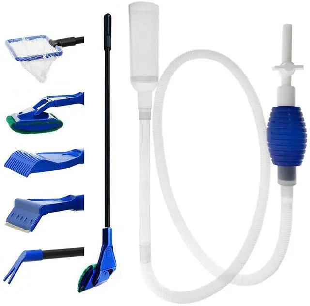 Main image of Aquarium Fish Tank Cleaning Kit - 5 in 1 Algae Scraper Set - Siphon Vacuum for Water Changing and Sand Cleaner (Cleaner Set)