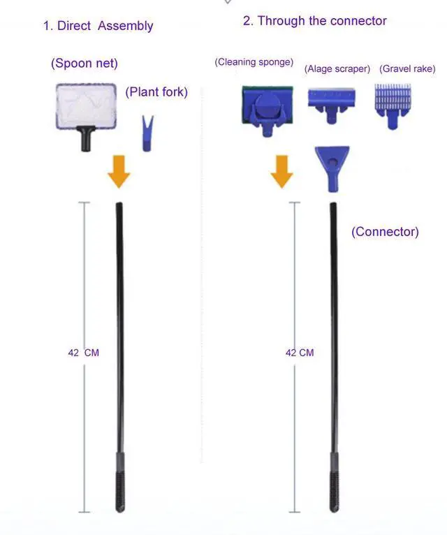 Alt view image 7 of 7 - Aquarium Fish Tank Cleaning Kit - 5 in 1 Algae Scraper Set - Siphon Vacuum for Water Changing and Sand Cleaner (Cleaner Set)