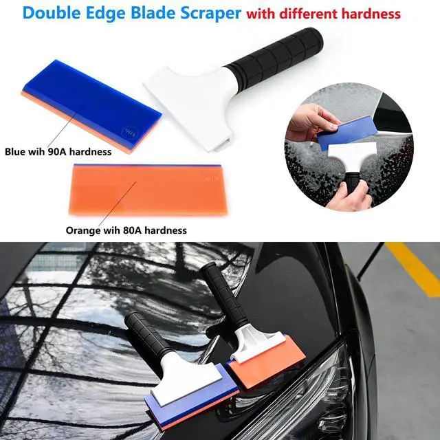 Alt view image 2 of 7 - 2PCS Double Edge Blade Small Rubber Squeegee 5-inch Handy Window Shower Squeegee Auto Water Blade for Car Windshield, Window, Mirror, Glass Door, Ice Snow Removal Scraper Tool