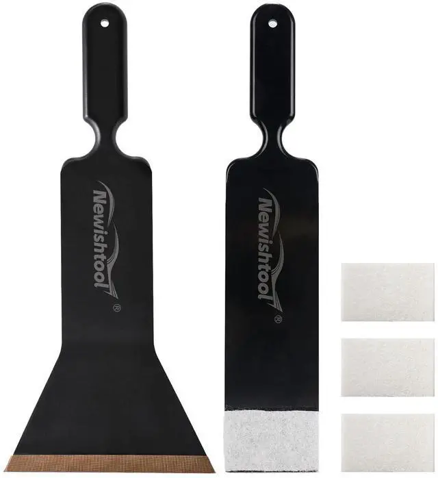 Main image of Window Tint Tools Bulldozer Squeegee Kit, Long Handle Tint Tools | Black Wide Mouth & Scrubber Paddle Scraper with Spare Scouring Pads for Windshield Cleaning Back Rear Window Film Installing