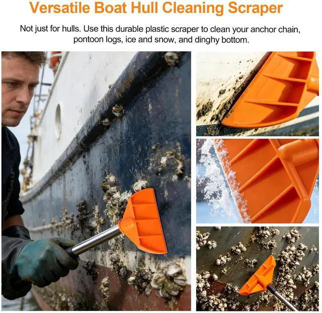 Alt view image 7 of 7 - Boat Hook Hull Scraper Barnacle Scraper Pontoon Boat, 491108 Plastic Marine Boat Hull Scraper for Underwater Hull Cleaning, Plastic Scraper Pole Attachment | Plastic Boat Hook Hull Scraper