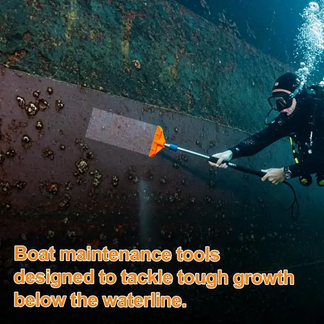 Alt view image 6 of 7 - Boat Hook Hull Scraper Barnacle Scraper Pontoon Boat, 491108 Plastic Marine Boat Hull Scraper for Underwater Hull Cleaning, Plastic Scraper Pole Attachment | Plastic Boat Hook Hull Scraper