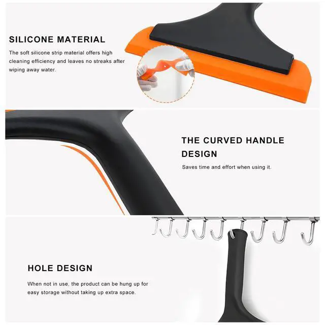 Alt view image 3 of 6 - Small Silicone Window Squeegee, Car Windshield Cleaning Wiper with 5.9 Inch Blade & Non-Slip Handle, Multifunctional Water Blade Squeegee for Glass Mirror Countertop Door