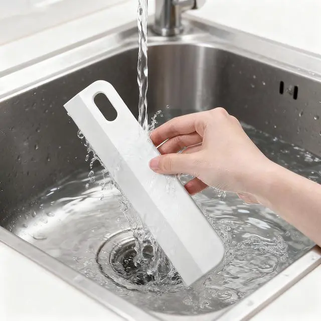 Alt view image 5 of 7 - 8.6" Bathroom Squeegee Kitchen Countertop Squeegee for Shower Small Silicone Squeegees for Glass Doors Window Cleaning Scraper for Mirror Sink Counter Bathroom, White Grey