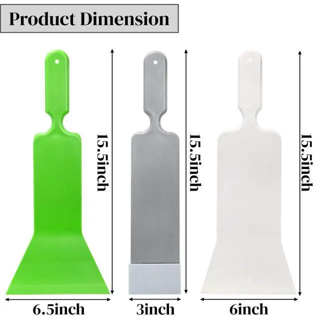 Alt view image 2 of 7 - 3 Pieces Window Tint Tools, Long Handle Design | Auto Bulldozer Squeegee Scrubber Paddle Squeegee Kit, Flat Glass Scraper Cleaning Tool for Car Front Windows Rear Glass