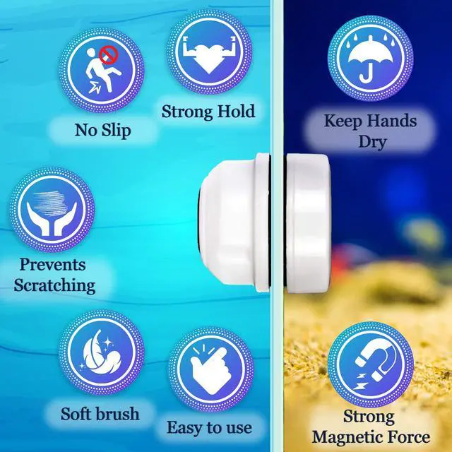Alt view image 2 of 4 - Tank Cleaner Magnet, Nano & Small Fish Tank Stain Scrubber, Magnetic Floating Glass Aquarium Cleaner, Fresh and Marine Water Cleaning Magnet, Aquarium Supplies, 1.5", White Plastic