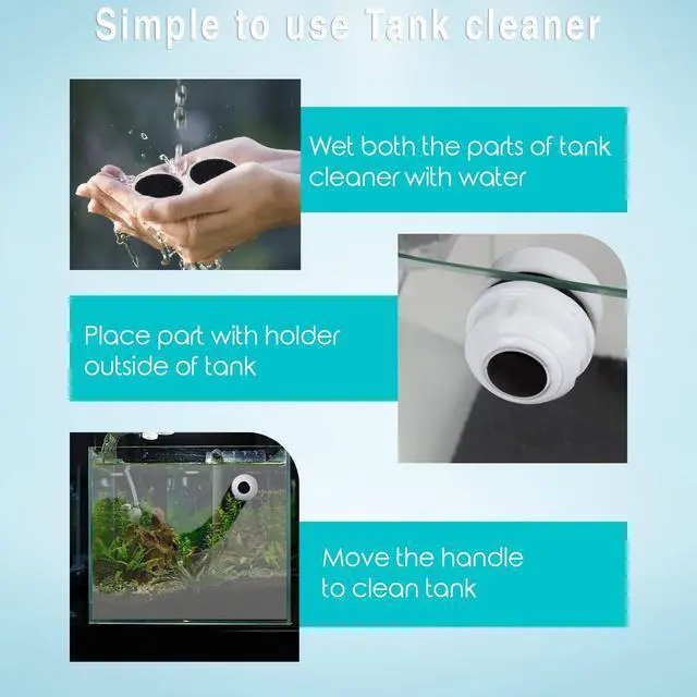 Alt view image 3 of 4 - Tank Cleaner Magnet, Nano & Small Fish Tank Stain Scrubber, Magnetic Floating Glass Aquarium Cleaner, Fresh and Marine Water Cleaning Magnet, Aquarium Supplies, 1.5", White Plastic