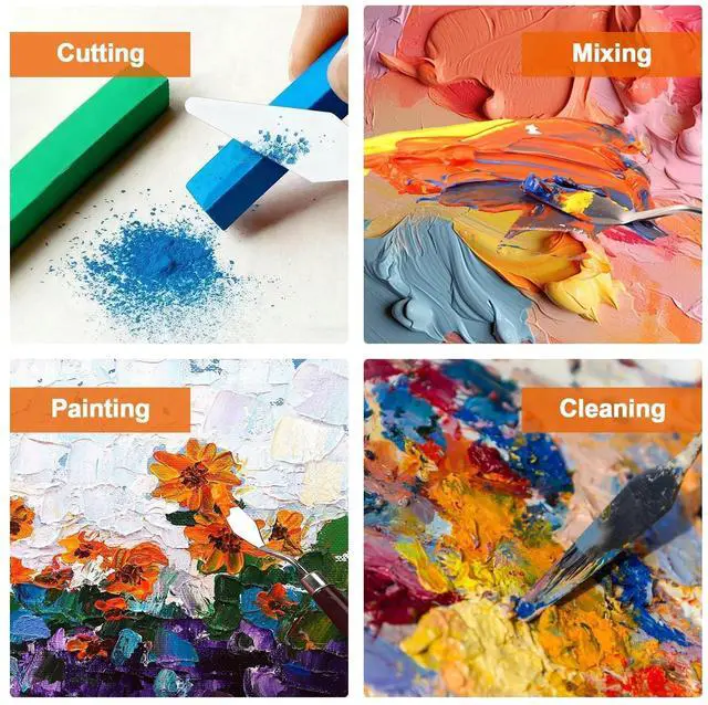 Alt view image 7 of 7 - 19 PCS Painting Spatula Set, Stainless Steel Palette Knife Set with Art Paint Scrapers, Paint Spatula Tools for Oil Canvas, Watercolor, Acrylic Painting