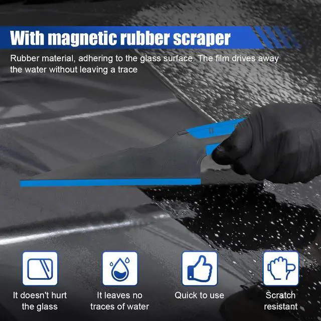 Alt view image 3 of 6 - Car Window Tint Squeegee with Magnetic Rubber Blade Heavy-Duty Tinting Application Tools for Car Vinyl Wrap, Window Film Installation&Glass Cleaning Universal Water Removal Scraper (1PC)