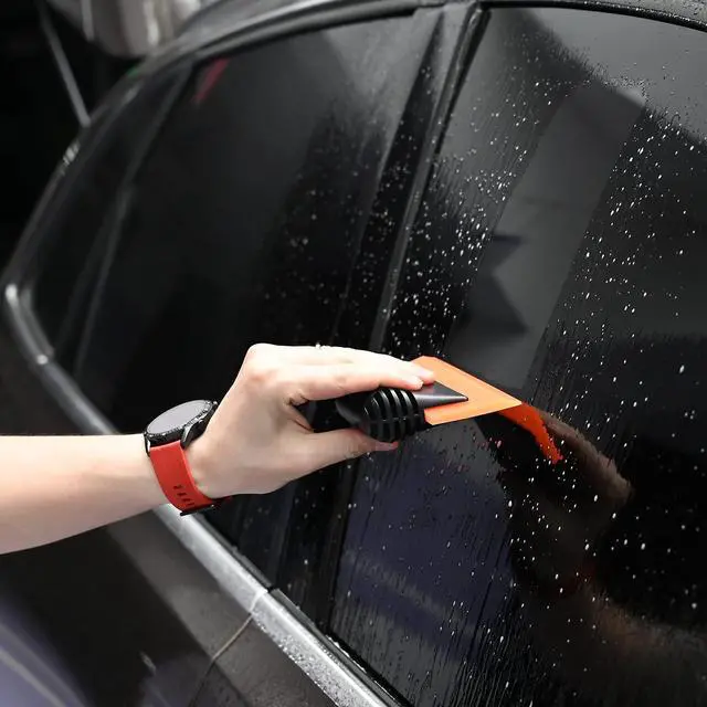 Alt view image 5 of 7 - Window Tint Tool 5-inch Rubber Window Squeegee 2PCS Non-Slip Handy Tint Squeegee for Window Tinting,Vinyl WrapApplicator Household Shower,Mirror,Glass Window Cleaning Water Wiper Turbo Scraper