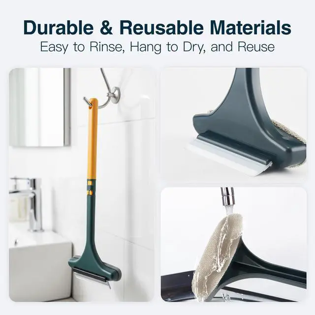 Alt view image 5 of 6 - Window Mesh Screen Cleaner Brush 2 in 1 Double Sided Cleaning Tool Kit Outdoor Squeegee Washer for Glass Scrubber Multifunctional Wet & Dry Long Limpiador De Ventanas De Vidrio Scraper
