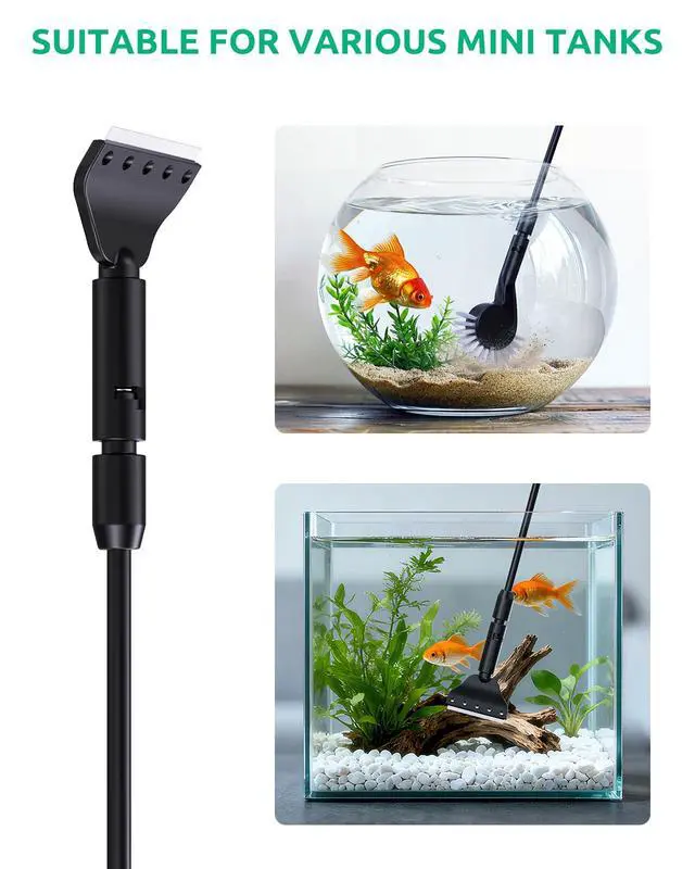 Alt view image 7 of 7 - Algae Scraper Small Fish Tank Cleaner for Glass Algae Scrubber Set | 5in1 Aquariums Cleaning kit with Seaweed Scraper, Flat Sponge, Fish Net, Clean Brush, Tube Brush for Freshwater turtle Tanks