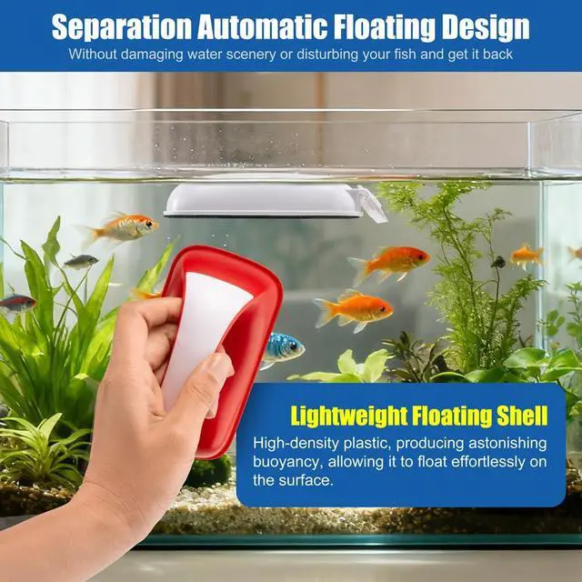 Alt view image 6 of 7 - Small Aquarium Cleaning Tool Fish Tank Strong Magnetic Algae Scraper Glass Cleaner Floating Scrubber Brush with 2 Detachable Scrapers for Cleaning Debris and Algae (Size S)