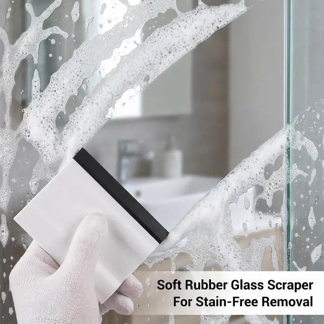 Alt view image 2 of 7 - 3Pcs Mini Rubber Squeegee 3 Inch Small Handheld Window Scraper | Cleaning Tool for Car Windshield Bathroom Shower Mirror Glass Counter Film Stickers (Black+White)