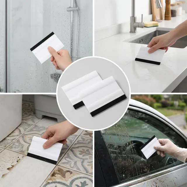 Alt view image 4 of 7 - 3Pcs Mini Rubber Squeegee 3 Inch Small Handheld Window Scraper | Cleaning Tool for Car Windshield Bathroom Shower Mirror Glass Counter Film Stickers (Black+White)