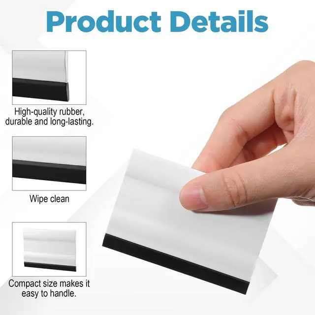 Alt view image 7 of 7 - 3Pcs Mini Rubber Squeegee 3 Inch Small Handheld Window Scraper | Cleaning Tool for Car Windshield Bathroom Shower Mirror Glass Counter Film Stickers (Black+White)