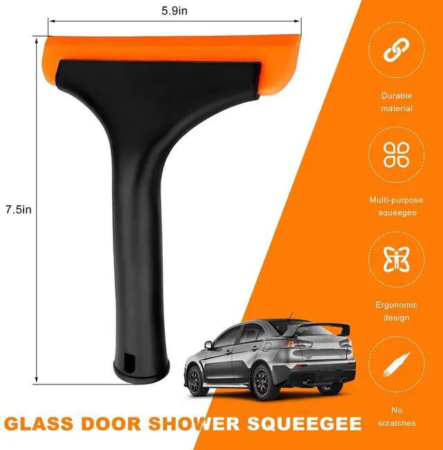 Alt view image 2 of 6 - Small Silicone Window Squeegee, 5.9" Windshield Scraper Water Wiper with 7.5" Non-Slip Handle, Multi-Purpose Window Cleaning Squeegee Water Blade for Glass Mirror Countertop