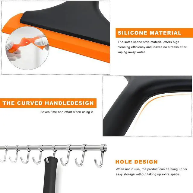 Alt view image 3 of 6 - Small Silicone Window Squeegee, 5.9" Windshield Scraper Water Wiper with 7.5" Non-Slip Handle, Multi-Purpose Window Cleaning Squeegee Water Blade for Glass Mirror Countertop